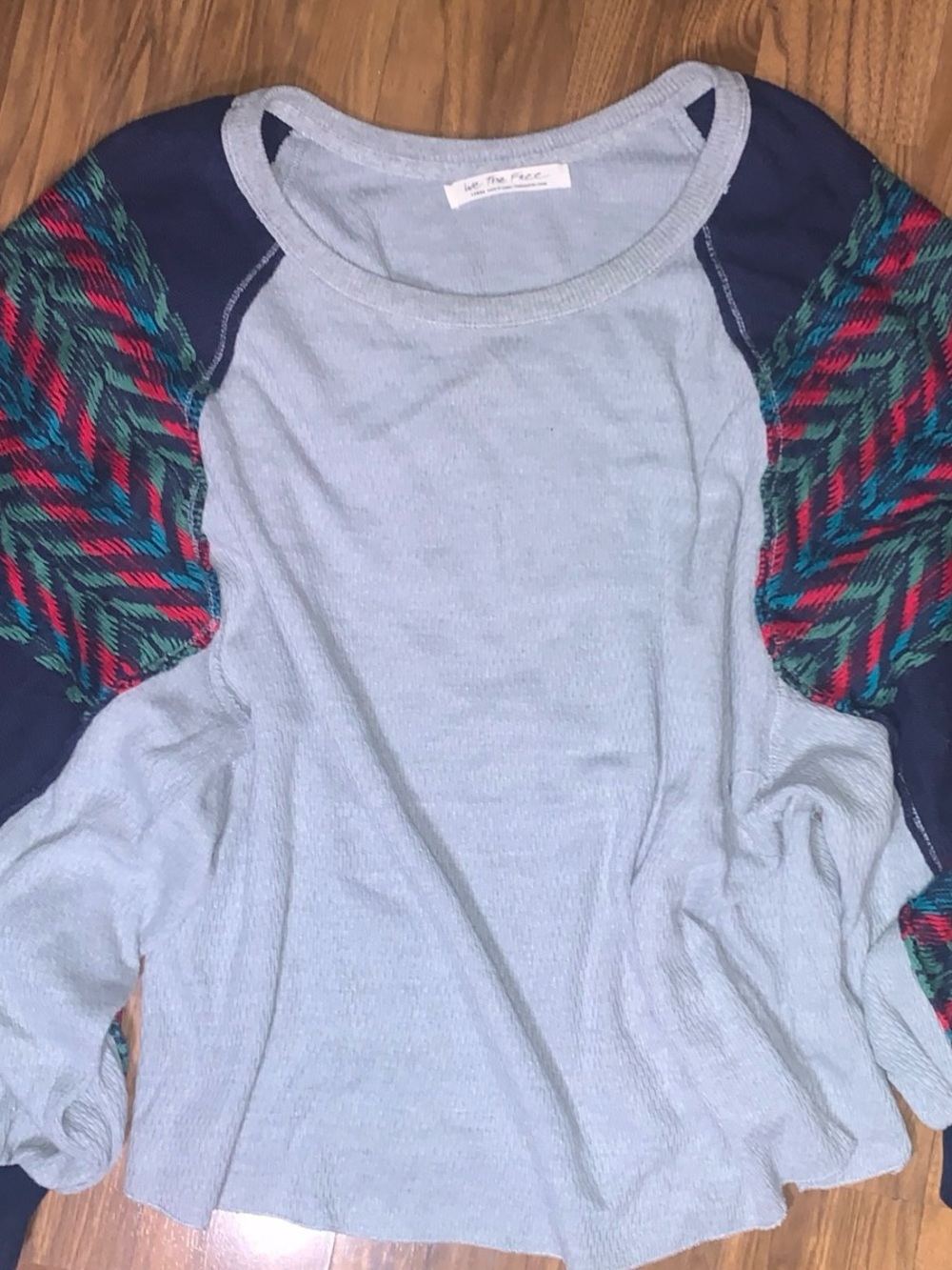 We The Free Light Blue Waffle-Knit Pullover large